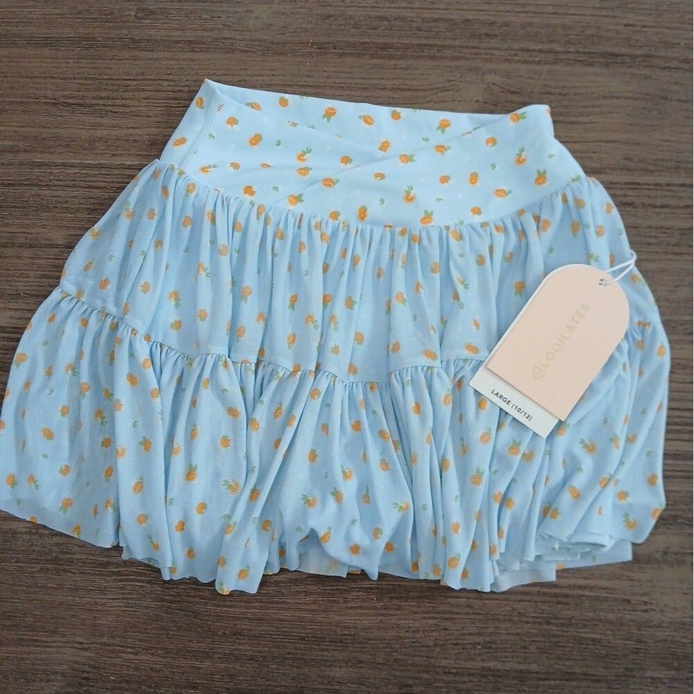 Blogilates Girls Ballerina Skort Blue Citrus L (10/12) NWT